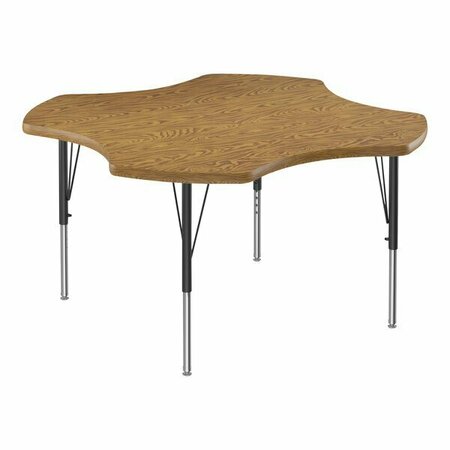 CORRELL CD 48'' Clvr M Oak Table, Adj Ht, HP Lam Top Act Table, Blk Lgs, M Oak T-Mold, 19''-29'' 38448CLO0650